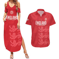 Custom England Cricket Couples Matching Summer Maxi Dress and Hawaiian Shirt Go Three Lions - Red Ver