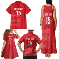 Custom England Cricket Family Matching Tank Maxi Dress and Hawaiian Shirt Go Three Lions - Red Ver