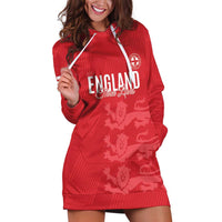 Custom England Cricket Hoodie Dress Go Three Lions - Red Ver