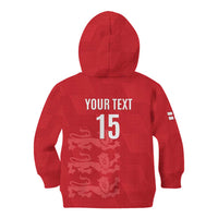 Custom England Cricket Kid Hoodie Go Three Lions - Red Ver