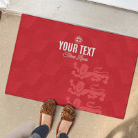 Custom England Cricket Rubber Doormat Go Three Lions - Red Ver