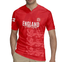 Custom England Cricket Rugby Jersey Go Three Lions - Red Ver