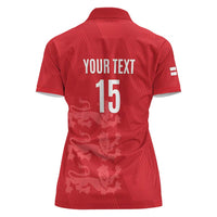 Custom England Cricket Women Polo Shirt Go Three Lions - Red Ver