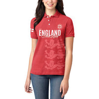 Custom England Cricket Women Polo Shirt Go Three Lions - Red Ver