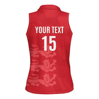 Custom England Cricket Women Sleeveless Polo Shirt Go Three Lions - Red Ver