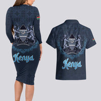 Kenya Happy Eid Mubarak Couples Matching Long Sleeve Bodycon Dress and Hawaiian Shirt Eid Al-Adha