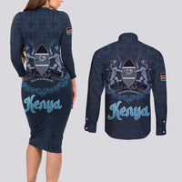 Kenya Happy Eid Mubarak Couples Matching Long Sleeve Bodycon Dress and Long Sleeve Button Shirt Eid Al-Adha