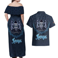 Kenya Happy Eid Mubarak Couples Matching Off Shoulder Maxi Dress and Hawaiian Shirt Eid Al-Adha