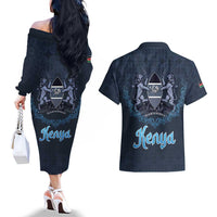 Kenya Happy Eid Mubarak Couples Matching Off The Shoulder Long Sleeve Dress and Hawaiian Shirt Eid Al-Adha