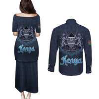 Kenya Happy Eid Mubarak Couples Matching Puletasi and Long Sleeve Button Shirt Eid Al-Adha