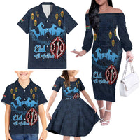 Kenya Happy Eid Mubarak Family Matching Off The Shoulder Long Sleeve Dress and Hawaiian Shirt Eid Al-Adha