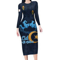 Algeria Happy Eid Mubarak Family Matching Long Sleeve Bodycon Dress and Hawaiian Shirt Eid Al-Adha