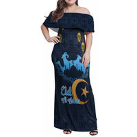 Algeria Happy Eid Mubarak Family Matching Off Shoulder Maxi Dress and Hawaiian Shirt Eid Al-Adha