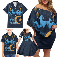 Algeria Happy Eid Mubarak Family Matching Off Shoulder Short Dress and Hawaiian Shirt Eid Al-Adha