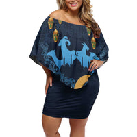 Algeria Happy Eid Mubarak Family Matching Off Shoulder Short Dress and Hawaiian Shirt Eid Al-Adha