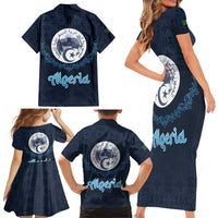 Algeria Happy Eid Mubarak Family Matching Short Sleeve Bodycon Dress and Hawaiian Shirt Eid Al-Adha