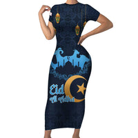 Algeria Happy Eid Mubarak Family Matching Short Sleeve Bodycon Dress and Hawaiian Shirt Eid Al-Adha