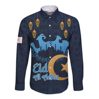 Algeria Happy Eid Mubarak Long Sleeve Button Shirt Eid Al-Adha