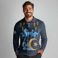 Algeria Happy Eid Mubarak Long Sleeve Polo Shirt Eid Al-Adha