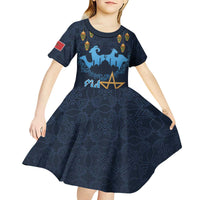 Morocco Happy Eid Mubarak Kid Short Sleeve Dress Eid Al-Adha