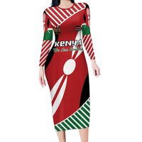 Custom Kenya Rugby Family Matching Long Sleeve Bodycon Dress and Hawaiian Shirt Flag Style - Wonder Print Shop
