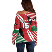 Custom Kenya Rugby Off Shoulder Sweater Flag Style - Wonder Print Shop