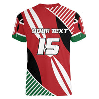 Custom Kenya Rugby Women V-Neck T-Shirt Flag Style - Wonder Print Shop