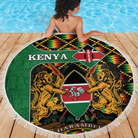 Kenya Beach Blanket Coat Of Arms Kente Pattern - Wonder Print Shop