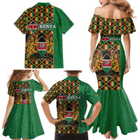 Kenya Family Matching Mermaid Dress and Hawaiian Shirt Coat Of Arms Kente Pattern - Wonder Print Shop
