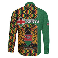 Kenya Family Matching Off The Shoulder Long Sleeve Dress and Hawaiian Shirt Coat Of Arms Kente Pattern - Wonder Print Shop