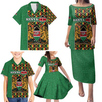Kenya Family Matching Puletasi and Hawaiian Shirt Coat Of Arms Kente Pattern - Wonder Print Shop