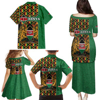 Kenya Family Matching Puletasi and Hawaiian Shirt Coat Of Arms Kente Pattern - Wonder Print Shop