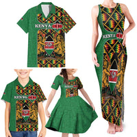 Kenya Family Matching Tank Maxi Dress and Hawaiian Shirt Coat Of Arms Kente Pattern - Wonder Print Shop