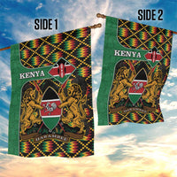 Kenya Garden Flag Coat Of Arms Kente Pattern - Wonder Print Shop