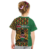 Kenya Kid T Shirt Coat Of Arms Kente Pattern - Wonder Print Shop