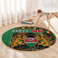 Kenya Round Carpet Coat Of Arms Kente Pattern