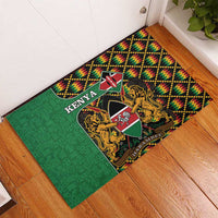 Kenya Rubber Doormat Coat Of Arms Kente Pattern - Wonder Print Shop