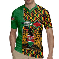 Kenya Rugby Jersey Coat Of Arms Kente Pattern - Wonder Print Shop