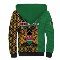Kenya Sherpa Hoodie Coat Of Arms Kente Pattern - Wonder Print Shop