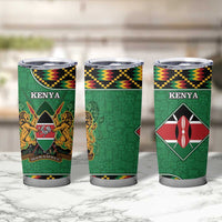 Kenya Tumbler Cup Coat Of Arms Kente Pattern - Wonder Print Shop