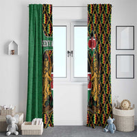 Kenya Window Curtain Coat Of Arms Kente Pattern - Wonder Print Shop