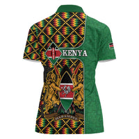 Kenya Women Polo Shirt Coat Of Arms Kente Pattern - Wonder Print Shop