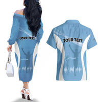 Personalized Botswana Athletics Couples Matching Off The Shoulder Long Sleeve Dress and Hawaiian Shirt Go Champions Go - Wonder Print Shop