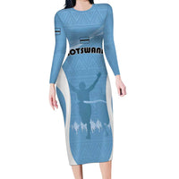 Personalized Botswana Athletics Long Sleeve Bodycon Dress Go Champions Go - Wonder Print Shop