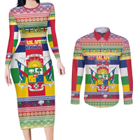 Central African Republic Christmas Couples Matching Long Sleeve Bodycon Dress and Long Sleeve Button Shirt Joyeux Noel - Wonder Print Shop