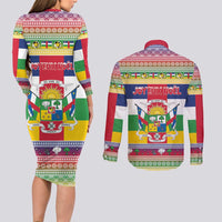 Central African Republic Christmas Couples Matching Long Sleeve Bodycon Dress and Long Sleeve Button Shirt Joyeux Noel - Wonder Print Shop