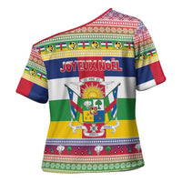 Central African Republic Christmas Cross Shoulder Shirt Joyeux Noel - Wonder Print Shop