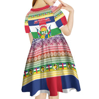 Central African Republic Christmas Kid Short Sleeve Dress Joyeux Noel - Wonder Print Shop