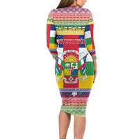 Central African Republic Christmas Long Sleeve Bodycon Dress Joyeux Noel - Wonder Print Shop