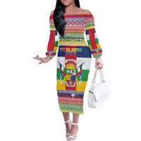 Central African Republic Christmas Off The Shoulder Long Sleeve Dress Joyeux Noel - Wonder Print Shop